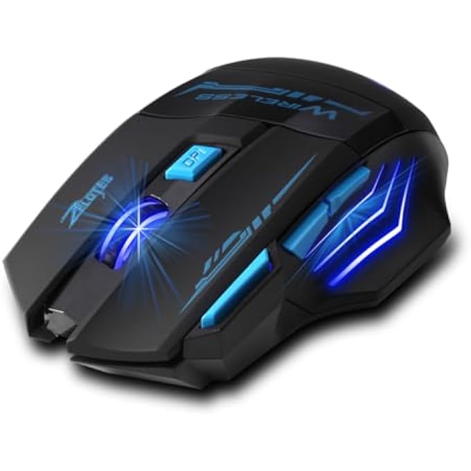 ZELOTES WIRELESS GAMING MOUSE, 4000DPI, 7 BUTTONS, LED, 2.4 GHZ WITH USB RECEIVER, ERGONOMIC DESIGN, PORTABLE OPTICAL WIRELESS MOUSE FOR PC, LAPTOP, MAC, BLACK - Image 2