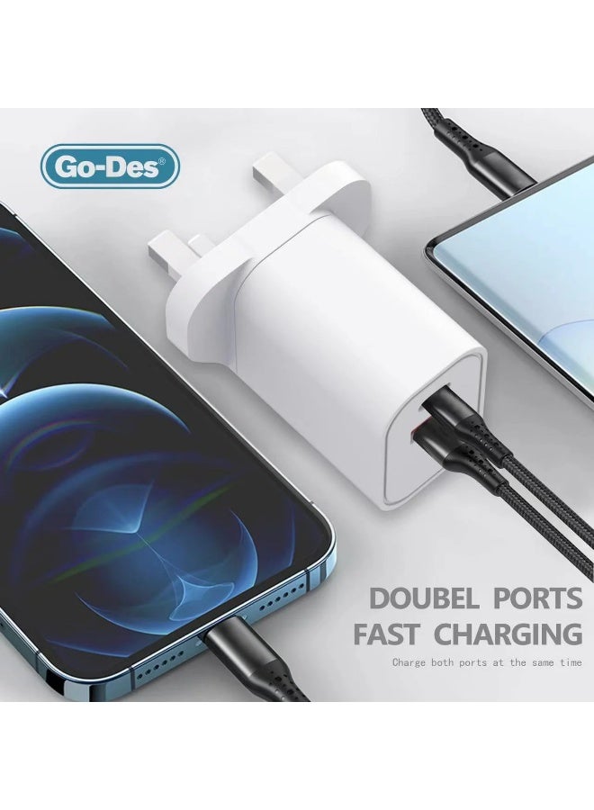 جو-ديز شاحن السفر QC3013 Go-Des عالي السرعة 20 وات - محول حائط مدمج وقوي للهواتف والأجهزة اللوحية وأجهزة الكمبيوتر المحمولة - Image 3