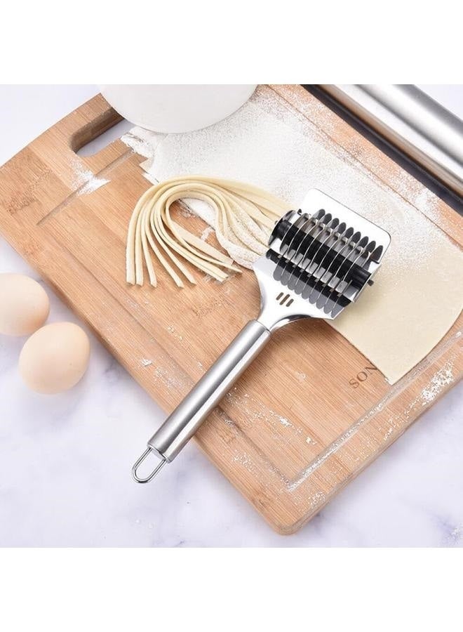 Stainless Steel Noodle Cutter Roller, Manual Noodle Makers Pasta Spaghetti Makers Portable Pasta Roller Pasta Cutter Wheel, Noodle Lattice Roller Dough Cutter for Home Kitchen Cooking Tools  - Image 4
