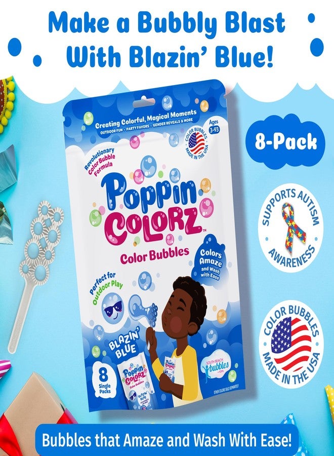 South Beach Bubbles PoppinColorz Blue Pizzaz Little Bubbles Party Favors - 8-Pack for Kids with Wands, Non-Toxic Party Favor for Birthday, Gender Reveal & Outdoor Fun - Bubbles Made in USA - Image 2