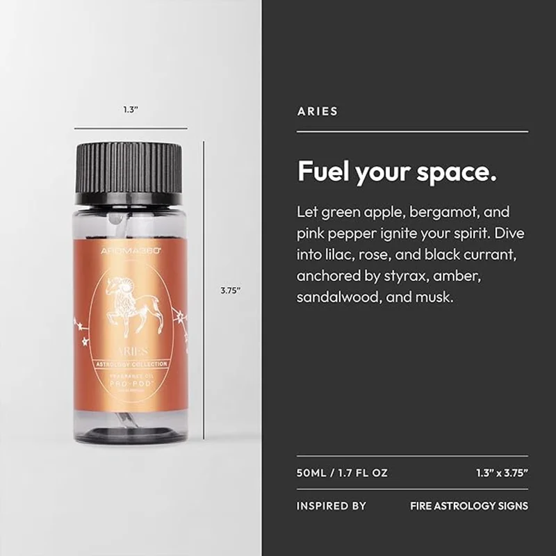 Aroma360  Aries Pro-Pod Oil Blend - Astrology Inspired for Luxury Essential Oil Diffusers - Aromatherapy Scent Diffuser Oil - Peach, Black Currant and Styrax - 50 mL, 1.7 fl oz  | Best Price UAE