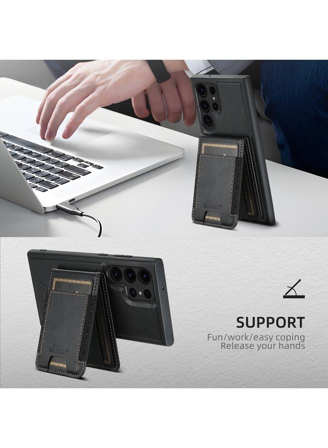 Suteni Case For Samsung Galaxy S24+ 5G H17 Oil Eax Leather MagSafe Detachable Wallet Phone Case - Image 3