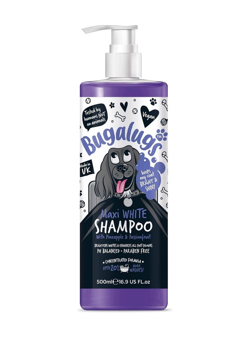 BUGALUGS Dog Shampoo Whitening and Brightening Coat Enhancer for all coat colours best vegan puppy dog grooming shampoo and conditioner with a Pineapple and Passionfruit 500ml - Image 1