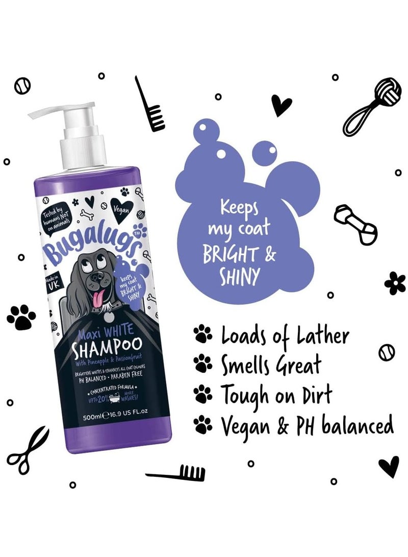BUGALUGS Dog Shampoo Whitening and Brightening Coat Enhancer for all coat colours best vegan puppy dog grooming shampoo and conditioner with a Pineapple and Passionfruit 500ml - Image 2