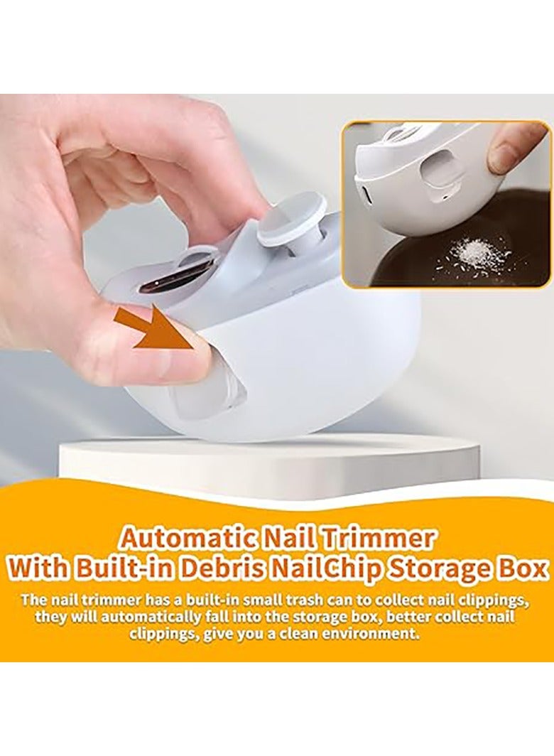 Automatic Nail Clipper Electric Nail Trimmer Polisher 2 in 1 Portable Fingernail Cutter with Light 2 Speeds File Nail Clip Storage Rechargeable Safety Trimmer for Baby Kids Adults Seniors (White)  - Image 3