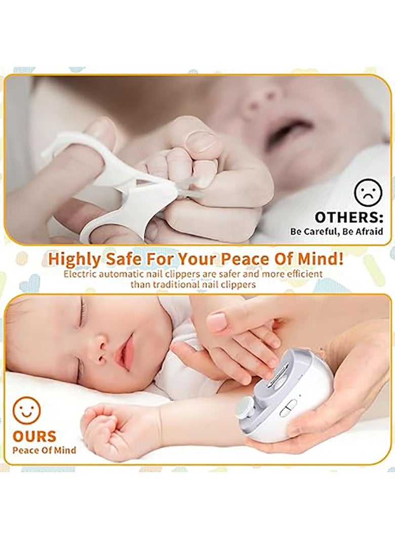 Automatic Nail Clipper Electric Nail Trimmer Polisher 2 in 1 Portable Fingernail Cutter with Light 2 Speeds File Nail Clip Storage Rechargeable Safety Trimmer for Baby Kids Adults Seniors (White)  - Image 4