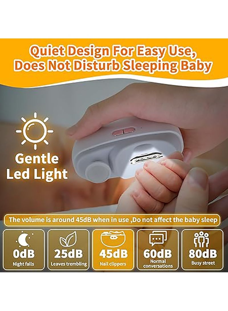 Automatic Nail Clipper Electric Nail Trimmer Polisher 2 in 1 Portable Fingernail Cutter with Light 2 Speeds File Nail Clip Storage Rechargeable Safety Trimmer for Baby Kids Adults Seniors (White)  - Image 2