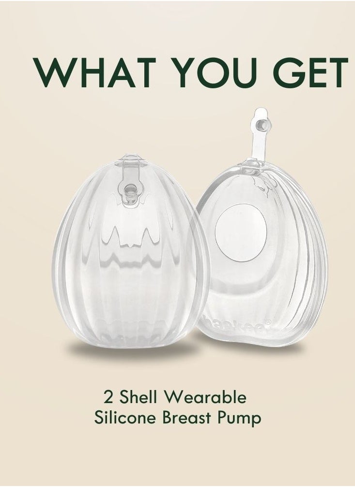 haakaa Haakaa Shell Wearable Hands-Free Manual Breast Pump - 2.5 oz (75ml) | Leak-Proof, Portable, & Discreet Milk Collector | Medical-Grade Silicone for Easy Breastfeeding(75ml -2PK)  - Image 2