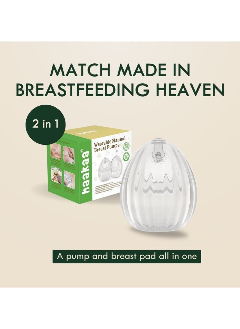 haakaa Haakaa Shell Wearable Hands-Free Manual Breast Pump - 2.5 oz (75ml) | Leak-Proof, Portable, & Discreet Milk Collector | Medical-Grade Silicone for Easy Breastfeeding(75ml -2PK)  - Image 3