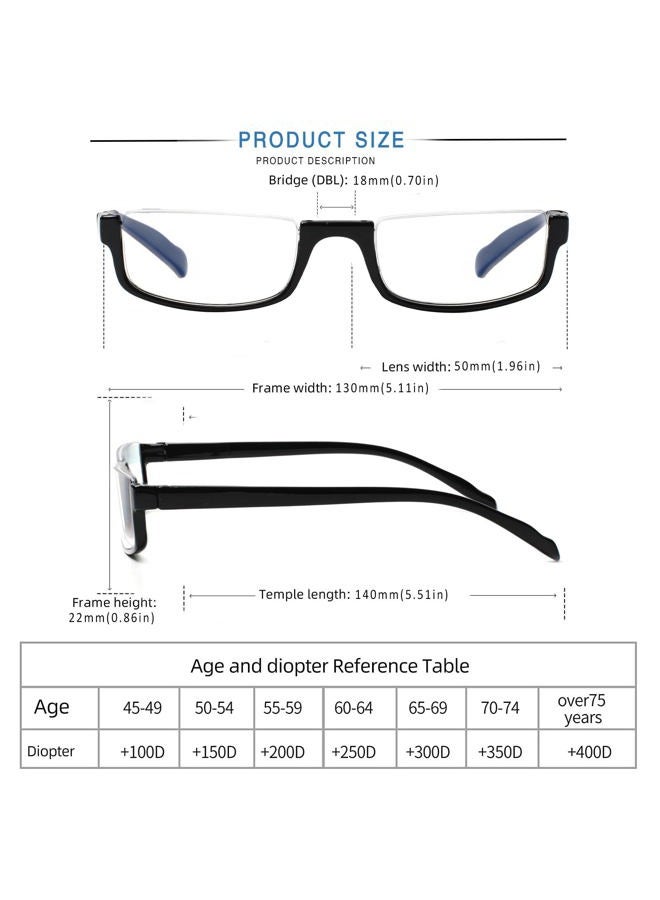 Henotin 4 Pair Reading Glasses for Women Men Readers Half Moon Frame Blue Light Blocking Spring Hinge Eyeglasses (A-mix, 2.00, diopters) - Image 2