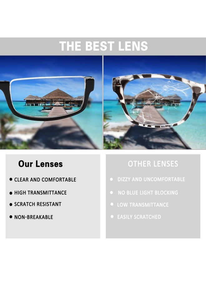 Henotin 4 Pair Reading Glasses for Women Men Readers Half Moon Frame Blue Light Blocking Spring Hinge Eyeglasses (A-mix, 2.00, diopters) - Image 3