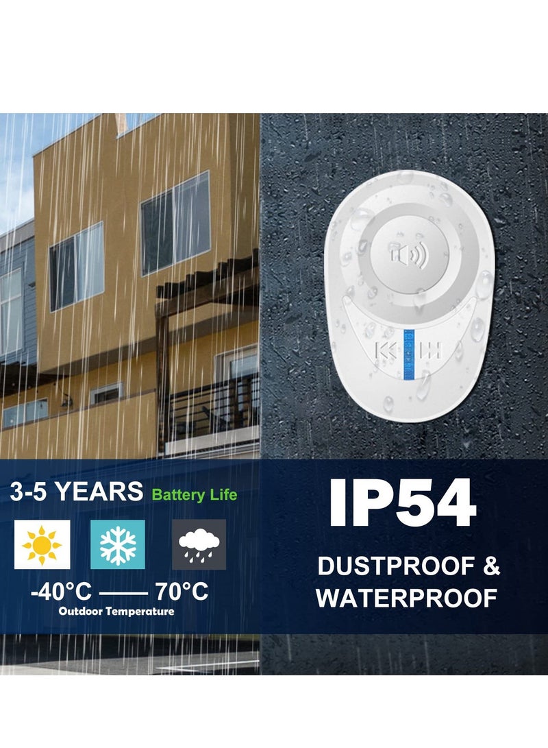 KASTWAVE Wireless Doorbell, Waterproof Doorbell Kits - Door Chime at 1000 Ft of Open Range, 48 Melodies, 85dB Alarm Tone, 5 Level Volume and Led Flash for Home, Office, Shop (White)  - Image 4