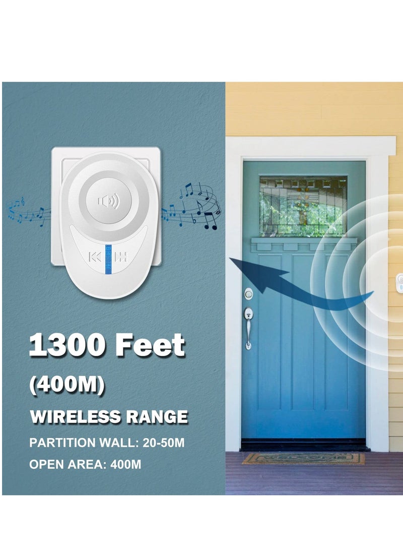 KASTWAVE Wireless Doorbell, Waterproof Doorbell Kits - Door Chime at 1000 Ft of Open Range, 48 Melodies, 85dB Alarm Tone, 5 Level Volume and Led Flash for Home, Office, Shop (White)  - Image 3