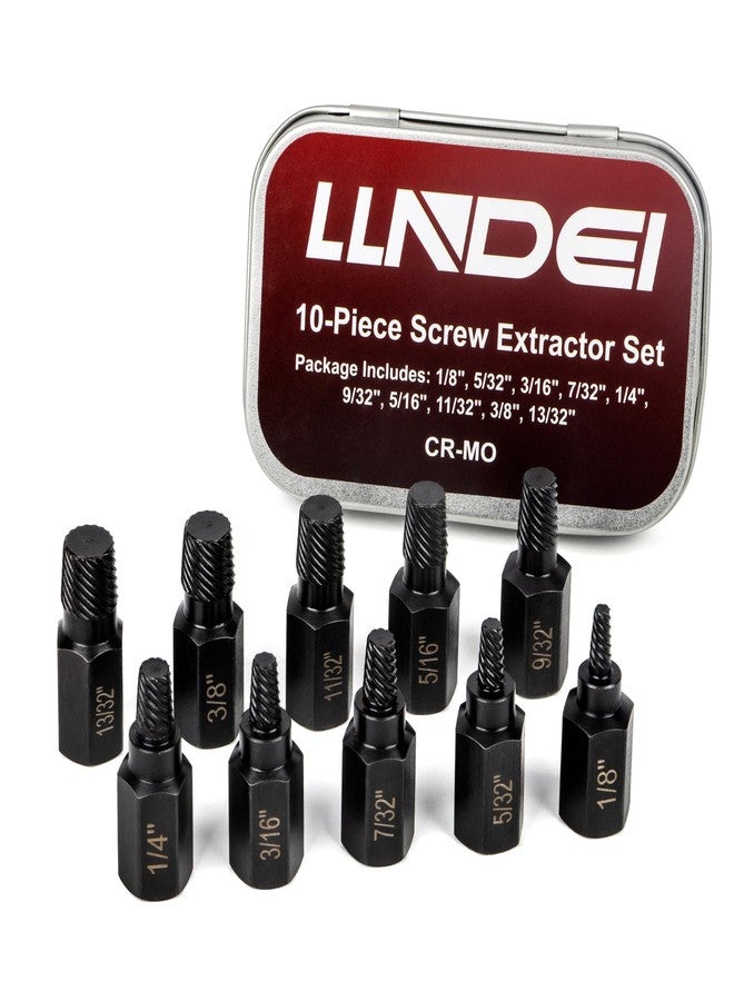 LLNDEI Screw Extractor Set, Hex Head Easy Out Bolt Extractor Set 10 Pieces, Multi-Spline Ez Out Stripped Extractor (1/8”-13/32”) CR-MO, Stripped Fastener Tool - Image 2