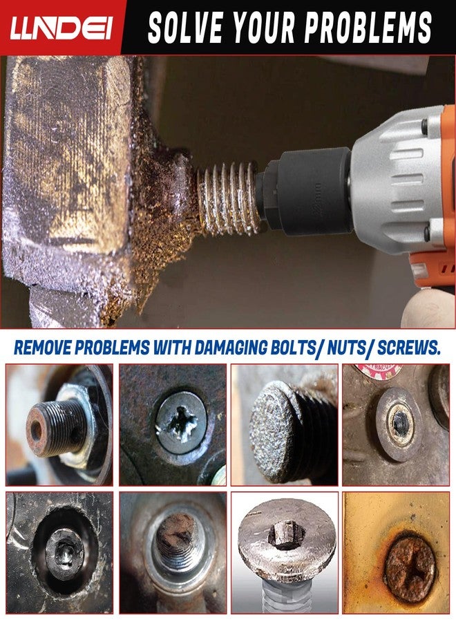 LLNDEI Screw Extractor Set, Hex Head Easy Out Bolt Extractor Set 10 Pieces, Multi-Spline Ez Out Stripped Extractor (1/8”-13/32”) CR-MO, Stripped Fastener Tool - Image 5