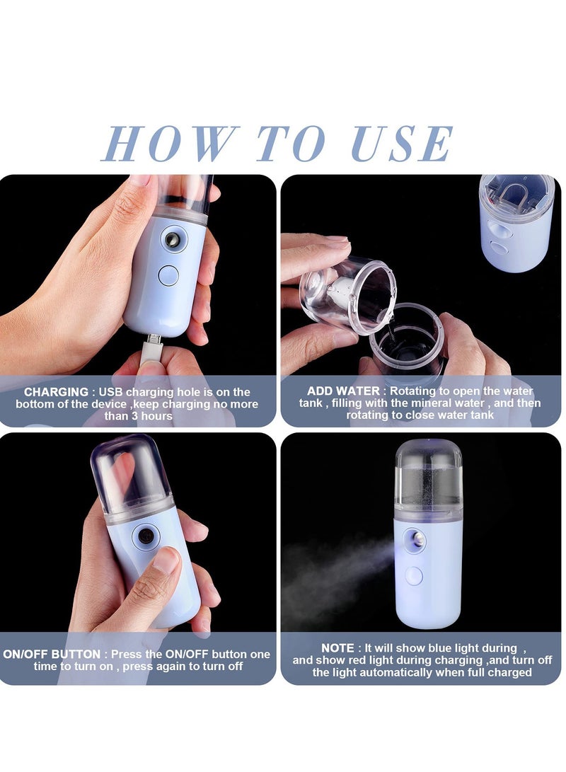 2 Pieces Nano Facial Mister 30 ml Mini Face Humidifier Portable Facial Sprayer USB Rechargeable Handy Skin Care Machine for Face Hydrating, Daily Makeup (Black) - Image 2