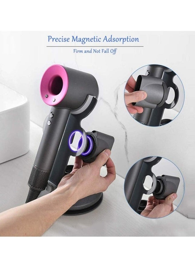 Generic - Premium Black Hair Dryer Holder Stand - Multi-Functional Organizer for 5 Attachments & Styling Tools, Compact Space-Saving Storage Solution - Image 1