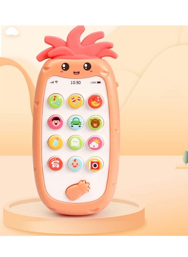 Baby Pineapple Themed  Phone Toys -Silicone Pretend Touch Mobile Phone Toy,Baby Cell Phone Toys With Music And Sound,Preschool Birthday Gift For Girl Boy 18+ Months  - Image 2