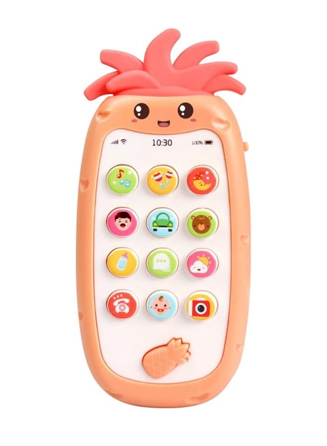 Baby Pineapple Themed  Phone Toys -Silicone Pretend Touch Mobile Phone Toy,Baby Cell Phone Toys With Music And Sound,Preschool Birthday Gift For Girl Boy 18+ Months  - Image 1