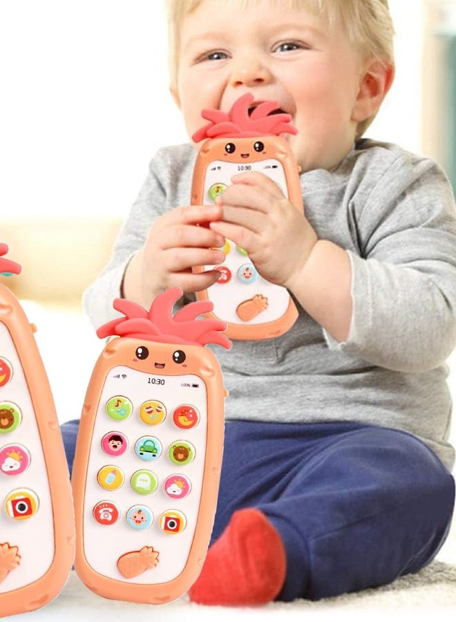Baby Pineapple Themed  Phone Toys -Silicone Pretend Touch Mobile Phone Toy,Baby Cell Phone Toys With Music And Sound,Preschool Birthday Gift For Girl Boy 18+ Months  - Image 4