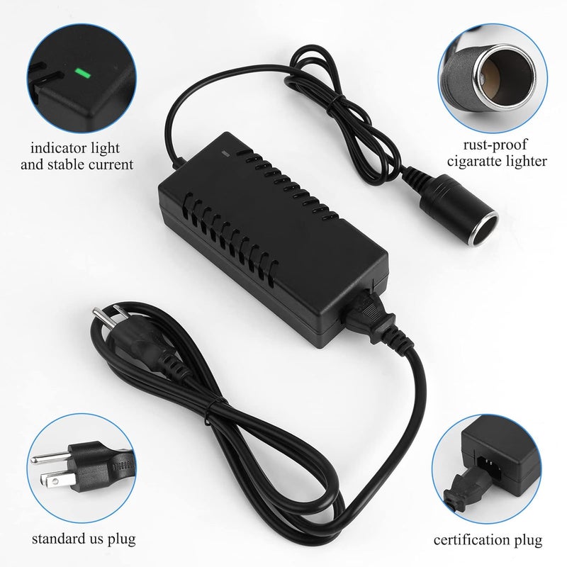 JRing AC to DC Converter, 110-220V to 12V 96W 8A Car Power Adapter, Car Cigarette Lighter Socket Power Adapter, Switching Converter for Air Compressor Car Refrigerator Vacuum and Other Car Devices - Image 2