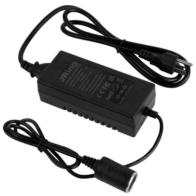 JRing AC to DC Converter, 110-220V to 12V 96W 8A Car Power Adapter, Car Cigarette Lighter Socket Power Adapter, Switching Converter for Air Compressor Car Refrigerator Vacuum and Other Car Devices - Image 1