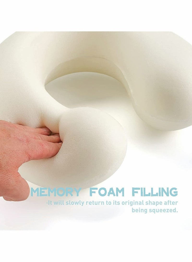Y&D Kids Travel Pillow, 100% Pure Memory Foam Neck Pillow for Airplane, Road Trip, Car Seat, Neck, Chin Supporting, Stop Head from Falling Forward, Comfortable and Breathable Cover (Cute Shark Animal) - Image 2