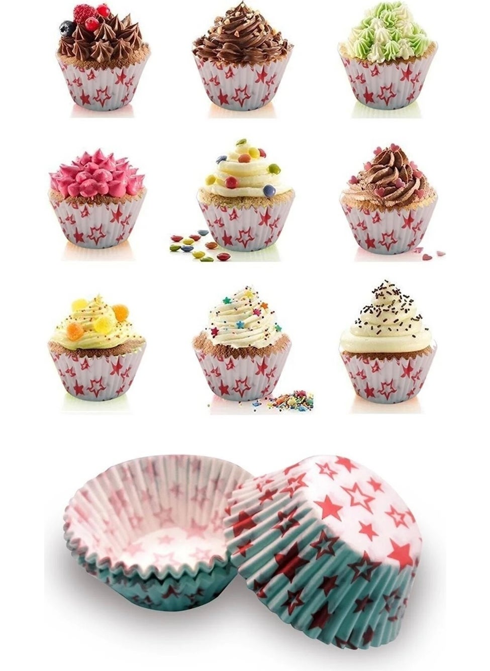 Bizimevde 100PCS Paper Muffin Cupcake Cake MoldsMixed Pattern  - Image 3