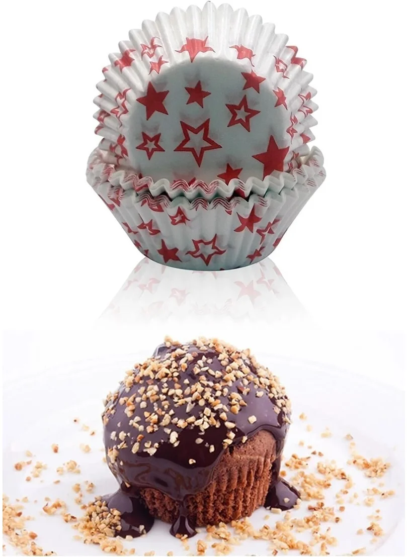 Bizimevde 100PCS Paper Muffin Cupcake Cake MoldsMixed Pattern