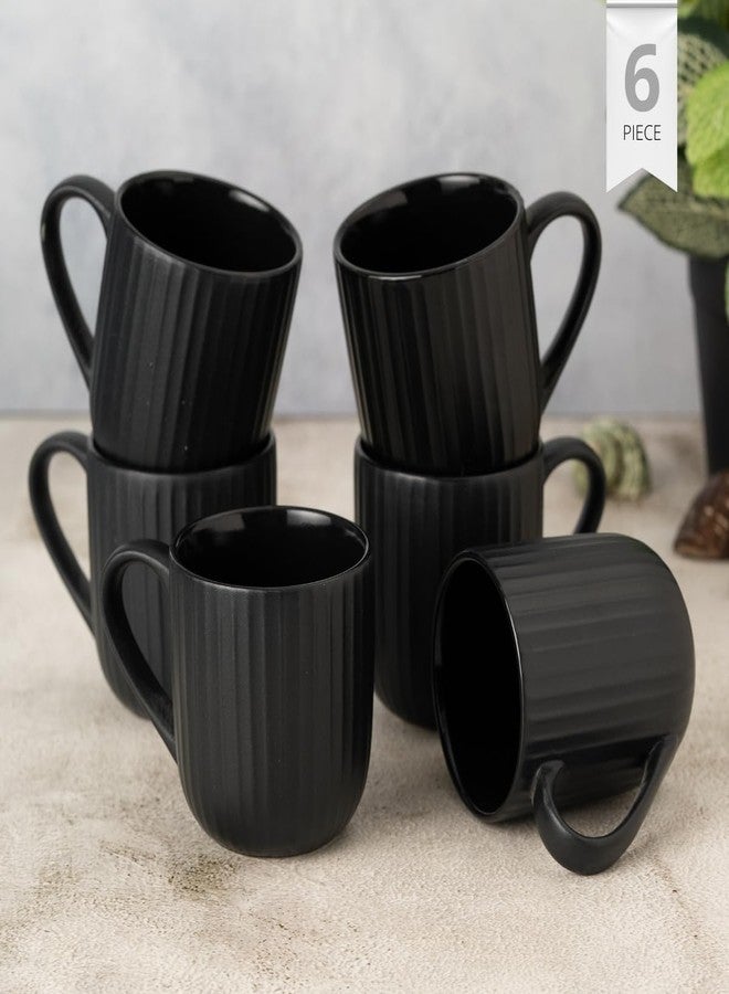 Clay Craft Fine Ceramic Linea Black Coffee Mug Set of 6, Cups for Tea & Coffee, Mug Set, Gift Set, Elegant Design for Home and Kitchen and Can Be Gifted to Your Loved Ones On Any Occassions - Image 2