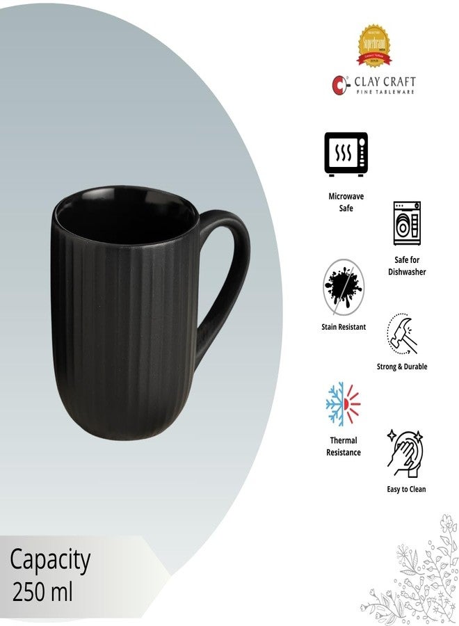 Clay Craft Fine Ceramic Linea Black Coffee Mug Set of 6, Cups for Tea & Coffee, Mug Set, Gift Set, Elegant Design for Home and Kitchen and Can Be Gifted to Your Loved Ones On Any Occassions - Image 5