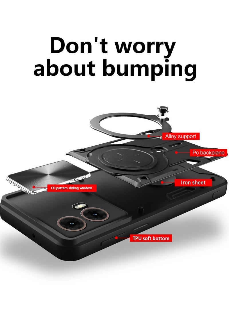 for Motorola G85 5G Case, Slide Camera Lens Cover, Magnetic Ring Holder Kickstand Protective Phone Case for Motorola G85 5G, Blue - Image 3