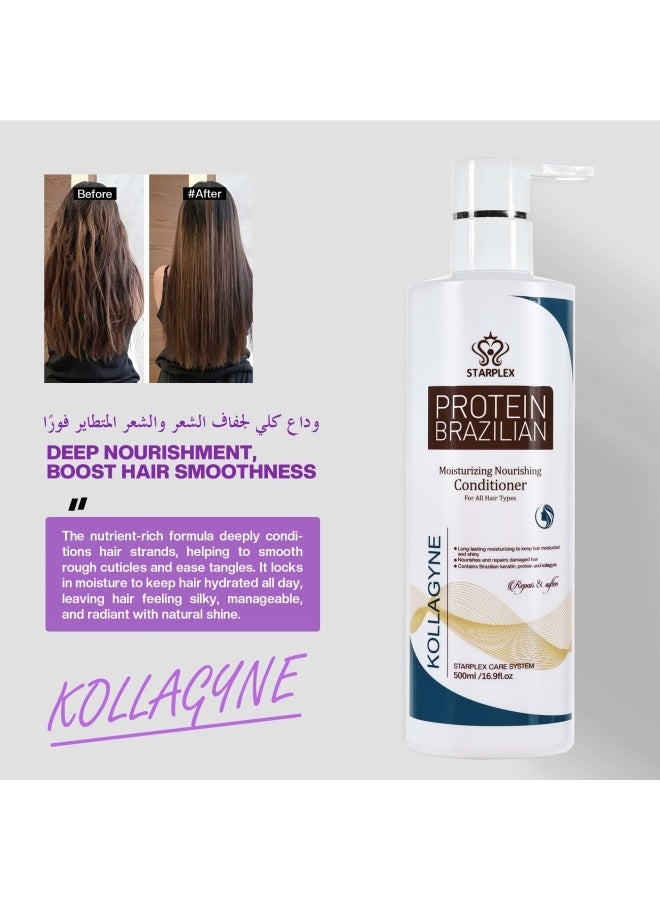 STARPLEX Collagen Strengthening & Smoothing Conditioner 500ml - Brazilian Protein with Kollagyn Complex | For Stronger Silky Hair | Daily Salon Care for Women All Hair Types - Image 2