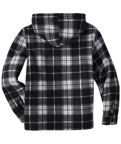 SCODI Men's Flannel Shirt Jacket Fleece Sherpa Lined Plaid Jackets Coat Full Zip Up Hoodie Winter Outwear Black White XX-Large - Image 2