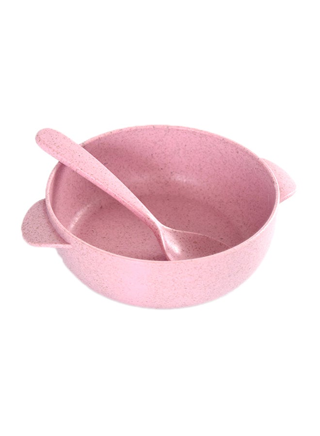 NIBEMINENT 2-Piece Wheat Straw Dinnerware Set Pink 12.5cm - Image 1