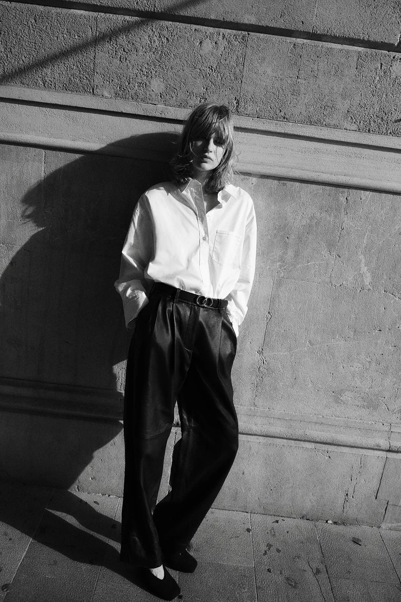 اتش اند ام قميص من القطن بقصّة واسعة