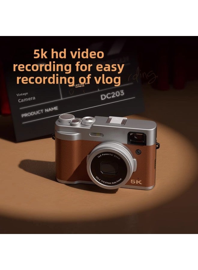 Generic High-Definition 5K Digital Camera, Front And Rear Dual-Camera, Fast Framing And Shooting Camera, Home Mirrorless Retro Camera-Body Color:128g Memory Card  - Image 1