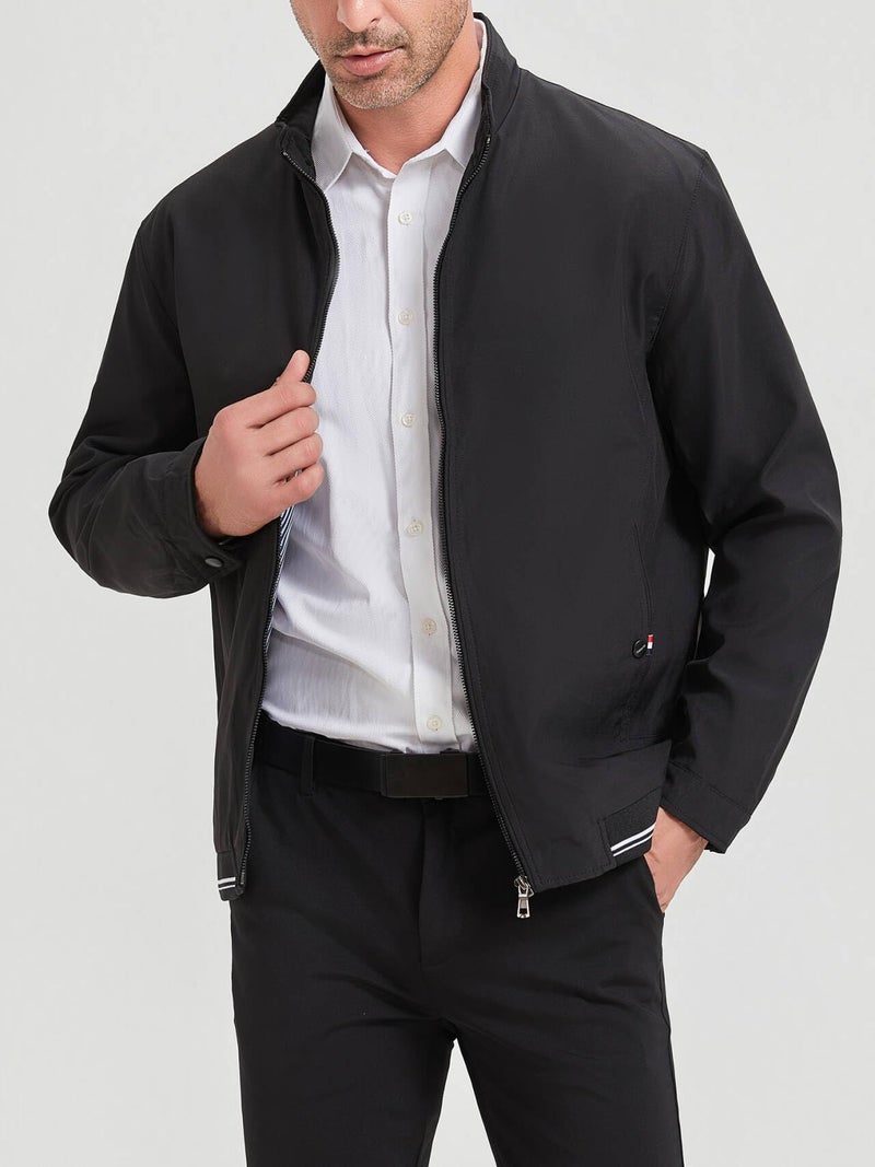 HaoMay Men's Business Casual Full Zip Lightweight Outwear Jackets(Black-M) - Image 2
