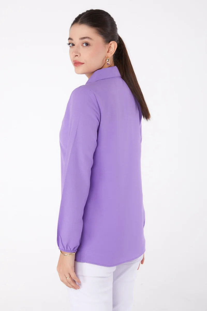 Tofisa Plain Shirt Collar Women's Lilac Printed Shirt - 13343