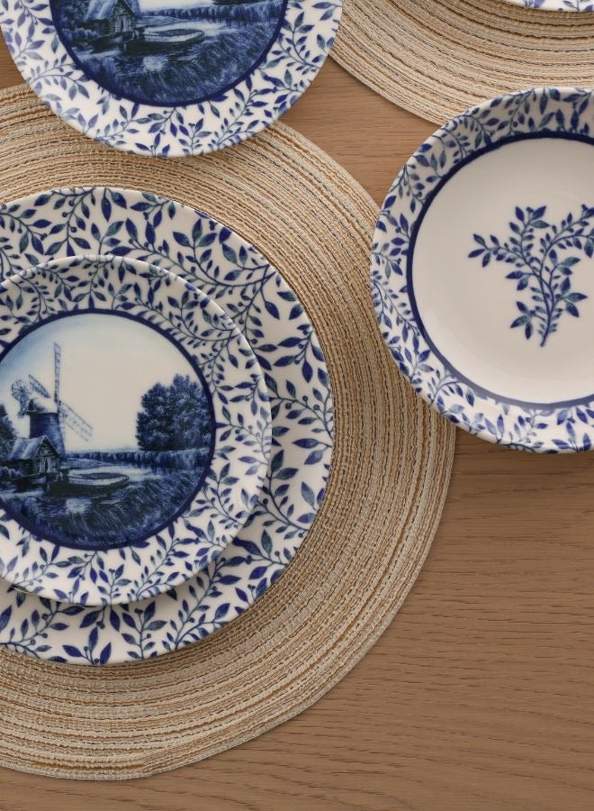 Cooker Dinner Set ,24 Pieces for 6 Persons, Fine Porcelain, Made in Turkey, Traditional Dutch Windmill Design - Classic Cobalt Blue - Image 5
