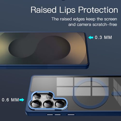 KARWAN Translucent Hybrid Back Case Cover Compatible with Samsung S25 Ultra Shockproof Case with Camera Protection, N52 Magnet Cover Case with Magnetic MagEaze Wireless Charging Cover (Blue) - Image 4