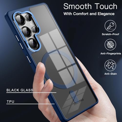KARWAN Translucent Hybrid Back Case Cover Compatible with Samsung S25 Ultra Shockproof Case with Camera Protection, N52 Magnet Cover Case with Magnetic MagEaze Wireless Charging Cover (Blue) - Image 3