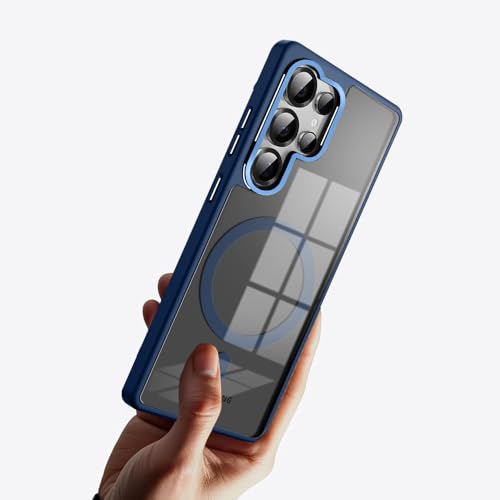 KARWAN Translucent Hybrid Back Case Cover Compatible with Samsung S25 Ultra Shockproof Case with Camera Protection, N52 Magnet Cover Case with Magnetic MagEaze Wireless Charging Cover (Blue) - Image 5