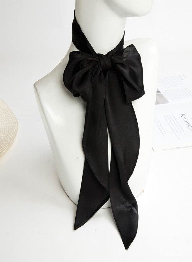 NaSoPerfect 1 Pcs Bag Handbag Handle Ribbon Scarf Soild Color Head Band Long Hairband Neck Scarf Black - Image 2