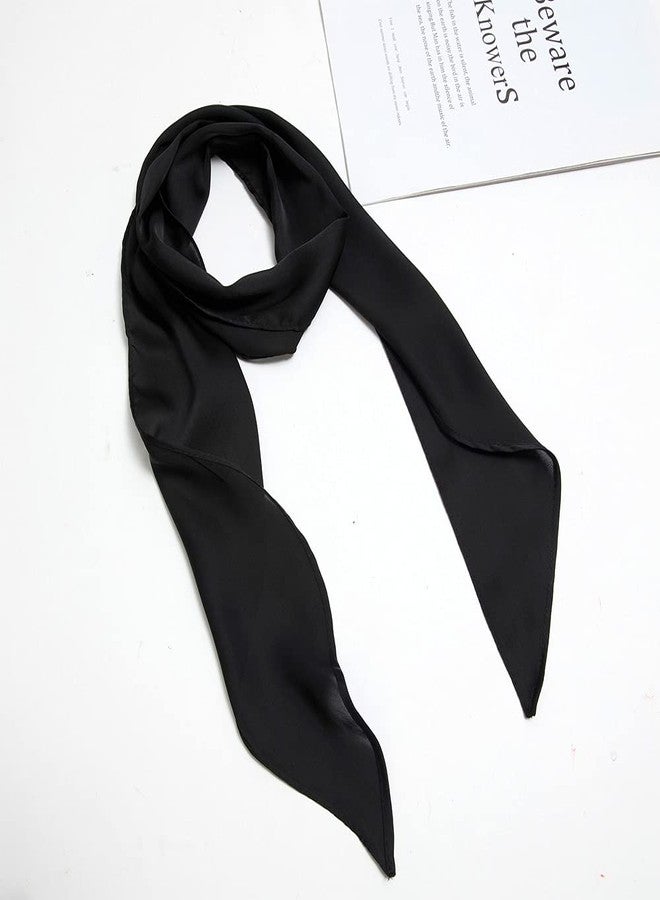 NaSoPerfect 1 Pcs Bag Handbag Handle Ribbon Scarf Soild Color Head Band Long Hairband Neck Scarf Black - Image 5