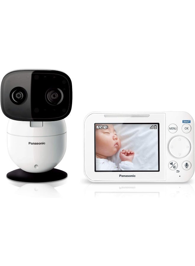 Panasonic Baby Monitor with Camera and Audio, 3.5â€ Color Video, Extra Long Range, Secure Connection, 2-Way Talk, Soothing Sounds, Remote Pan, Tilt, Zoom - 1 Camera - KX-HN4101W (White) - Image 1
