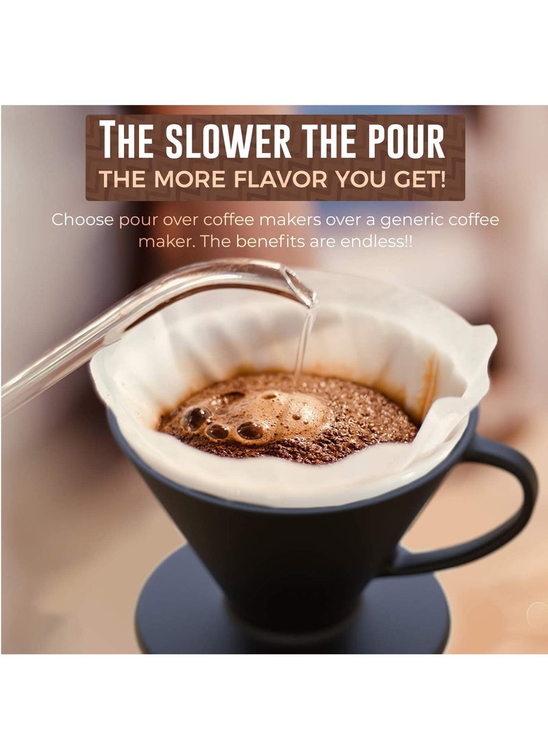 Pour Over Coffee Dripper Reusable Matt Ceramic Coffee Drip Filter Cone Fits All Coffee Cups and Mugs Black  - Image 3