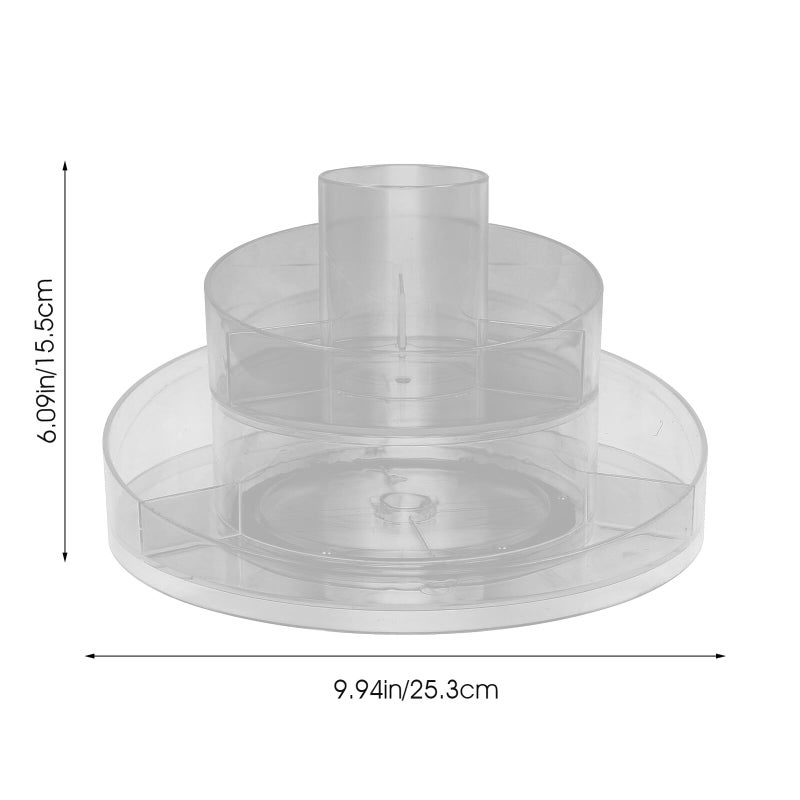 360 Rotating Dual Layer Makeup Organizer Cosmetic Brush Holder Desktop Storage Rack - Image 3