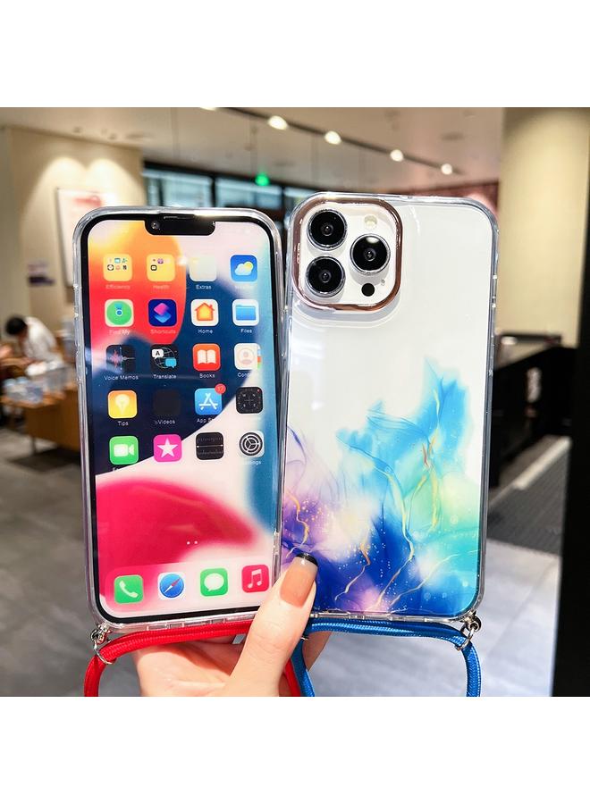اس-توب جراب لهاتف iPhone 13 Pro مع حبل منقوش من الرخام باللون الذهبي - Image 2
