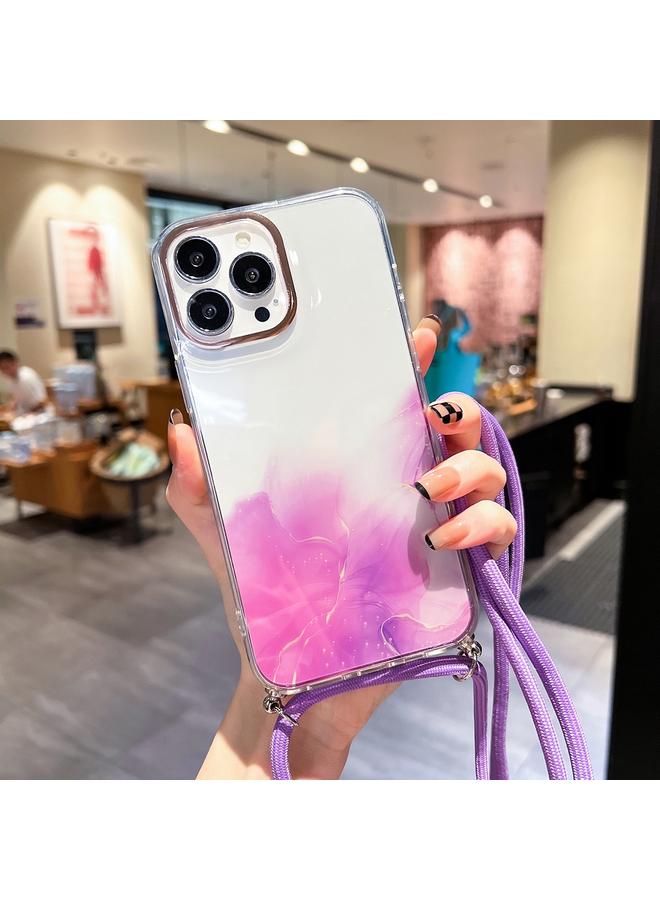 اس-توب جراب لهاتف iPhone 13 Pro مع حبل منقوش من الرخام باللون الذهبي - Image 1